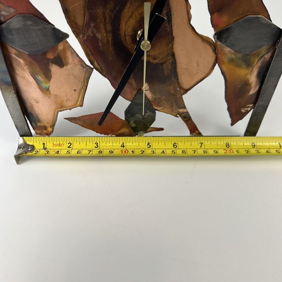Lee J Kronenberg Copper Metal Clock Abstract Cubism Brutalist Folk Art Signed 9” - Picture 7 of 12